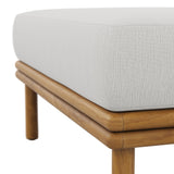 Basalt Outdoor Patio Teak Wood Ottoman in Natural Sail