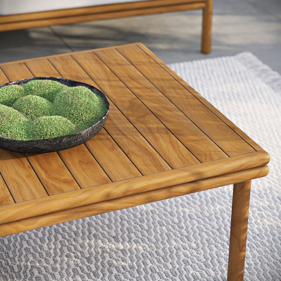 Basalt Outdoor Patio Teak Wood Coffee Table in Natural