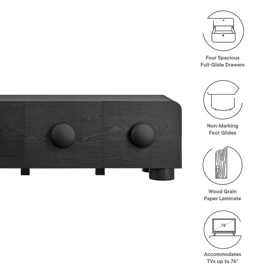 Pinot 69" Low Profile TV Stand in Black