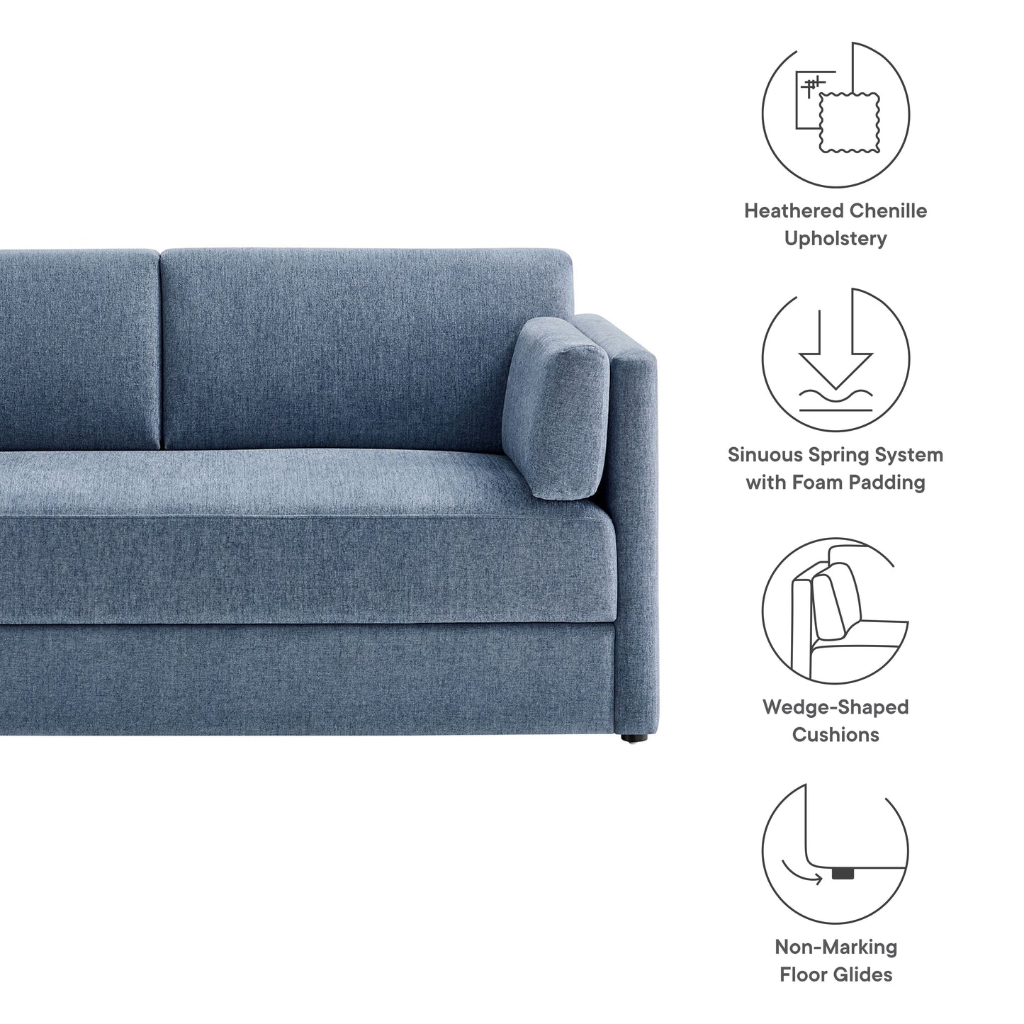 Linden Upholstered Heathered Chenille Sofa by Furniture for America
