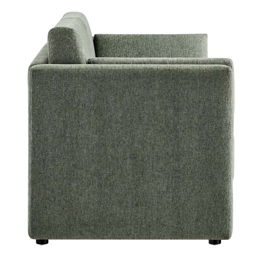 Cadaques Upholstered Heathered Chenille Sofa in Eucalyptus