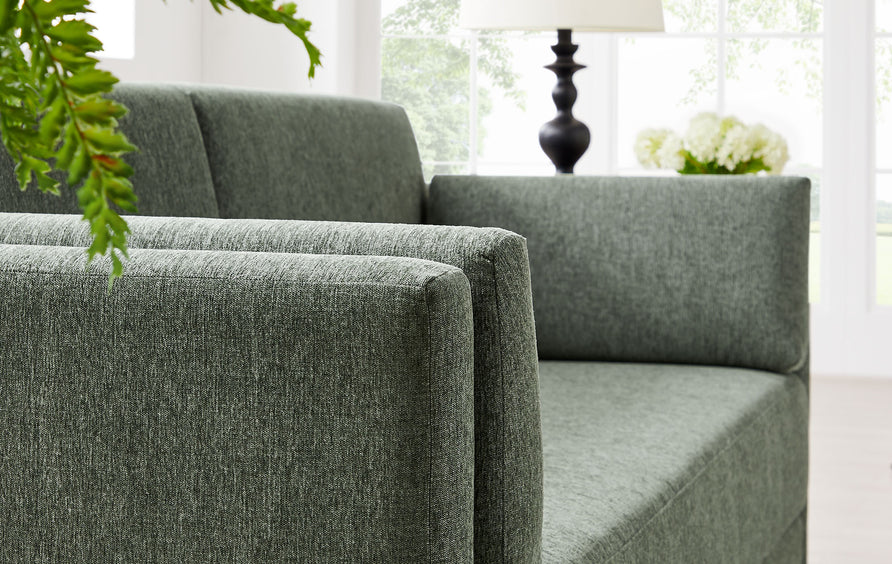 Cadaques Upholstered Heathered Chenille Sofa in Eucalyptus