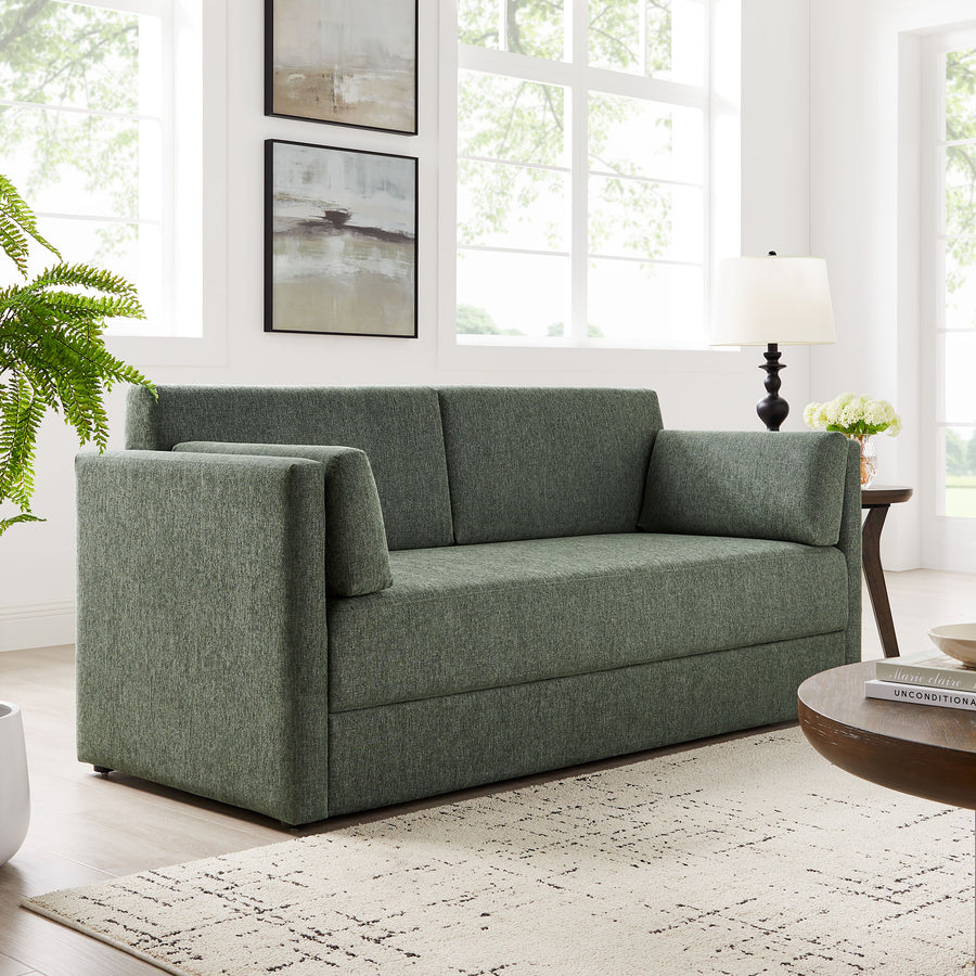Cadaques Upholstered Heathered Chenille Sofa in Eucalyptus