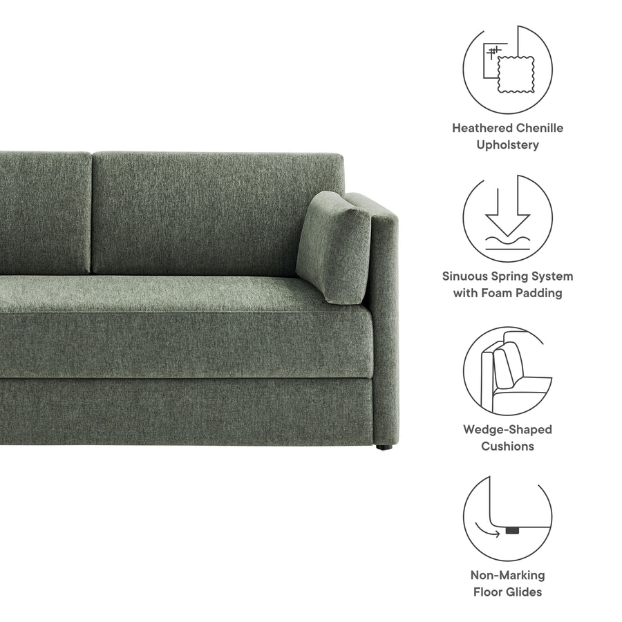 Cadaques Upholstered Heathered Chenille Sofa in Eucalyptus