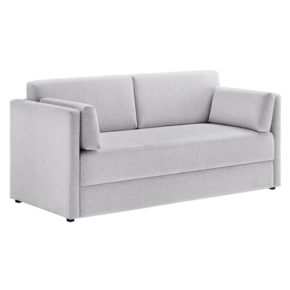 Linden Upholstered Heathered Chenille Sofa by Furniture for America