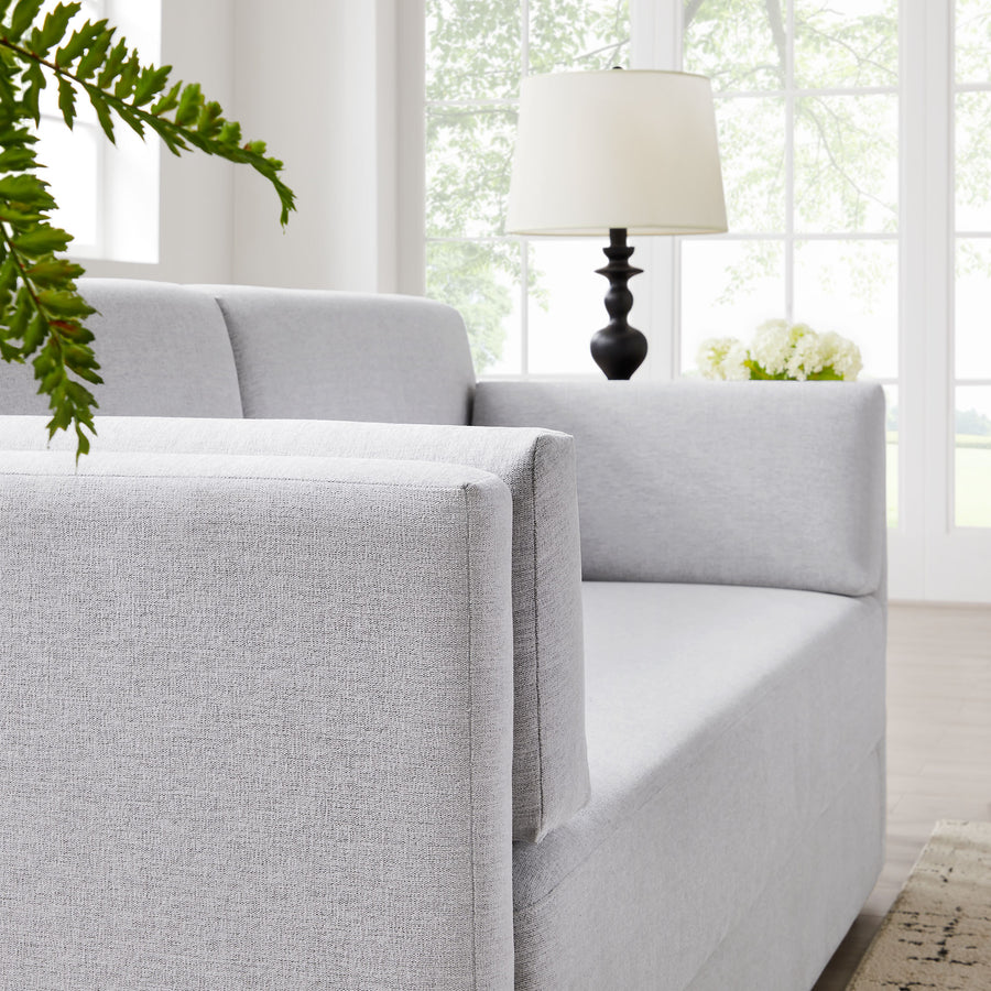 Cadaques Upholstered Heathered Chenille Sofa in Newsprint