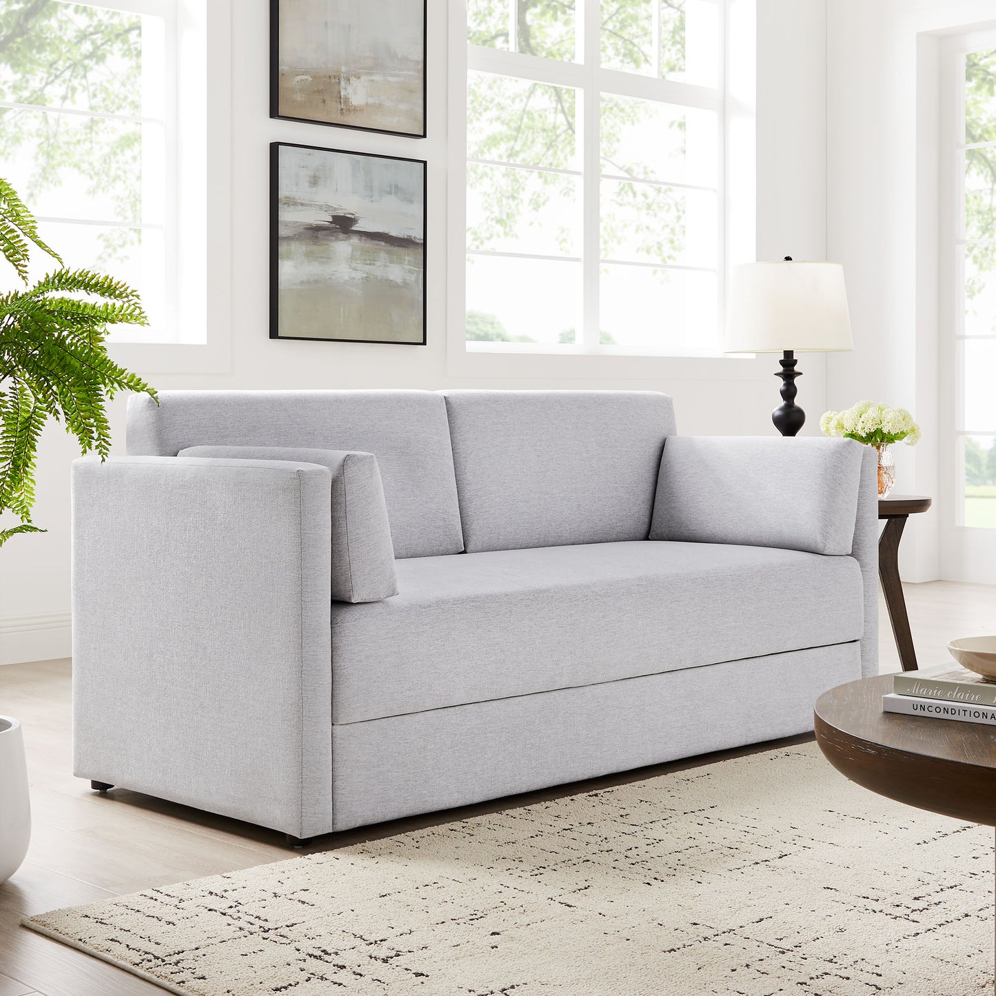Cadaques Upholstered Heathered Chenille Sofa in Newsprint