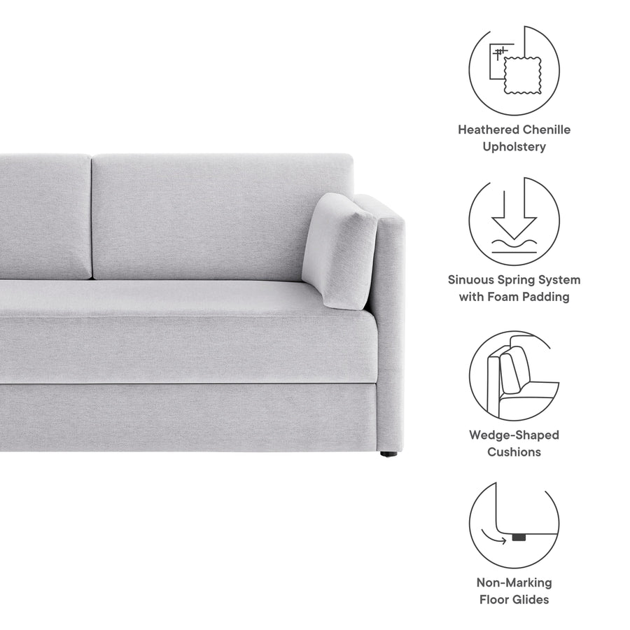 Cadaques Upholstered Heathered Chenille Sofa in Newsprint