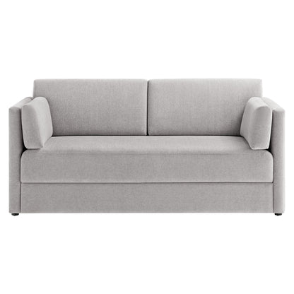 Linden Upholstered Heathered Chenille Sofa by Furniture for America