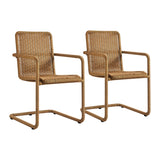 Bual Outdoor Patio Wicker Dining Chairs Set of 2 in Natural