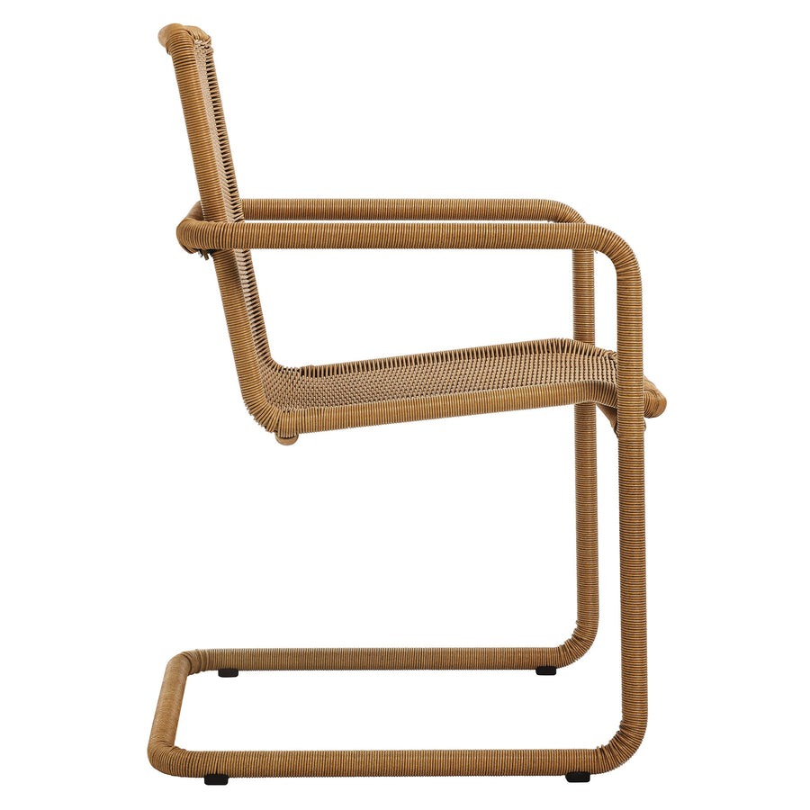 Bual Outdoor Patio Wicker Dining Chairs Set of 2 in Natural