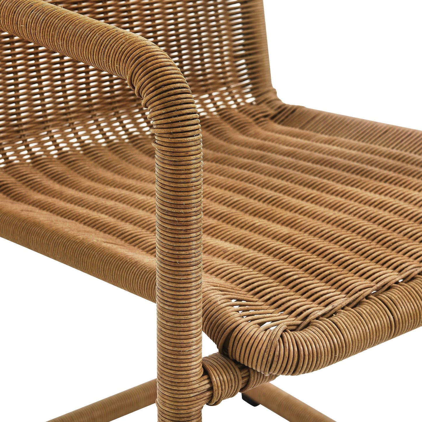 Bual Outdoor Patio Wicker Dining Chairs Set of 2 in Natural