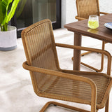 Bual Outdoor Patio Wicker Dining Chairs Set of 2 in Natural