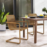 Bual Outdoor Patio Wicker Dining Chairs Set of 2 in Natural