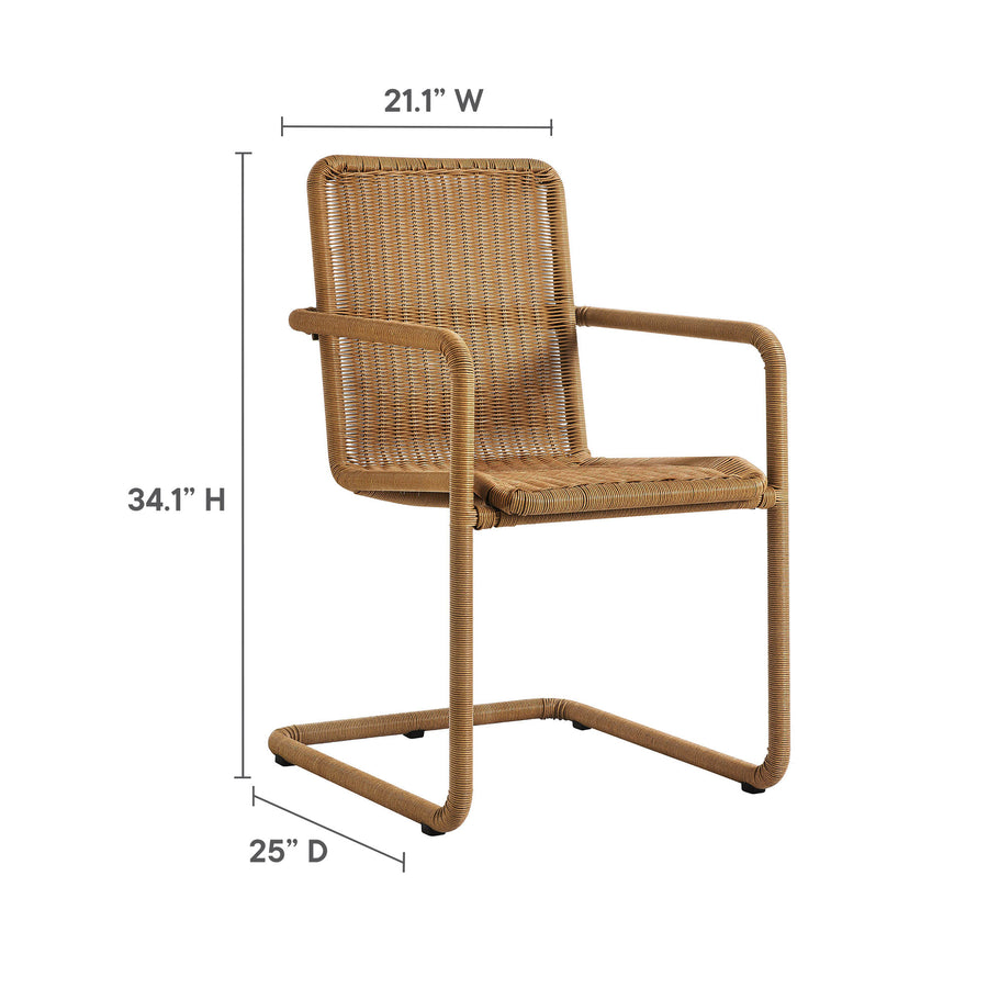 Bual Outdoor Patio Wicker Dining Chairs Set of 2 in Natural