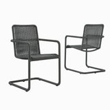 Bual Outdoor Patio Wicker Dining Chairs Set of 2 in Slate