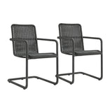Bual 7-Piece Rectangular Outdoor Patio Aluminum Dining Table Set with Rattan Armchairs in Slate Natural