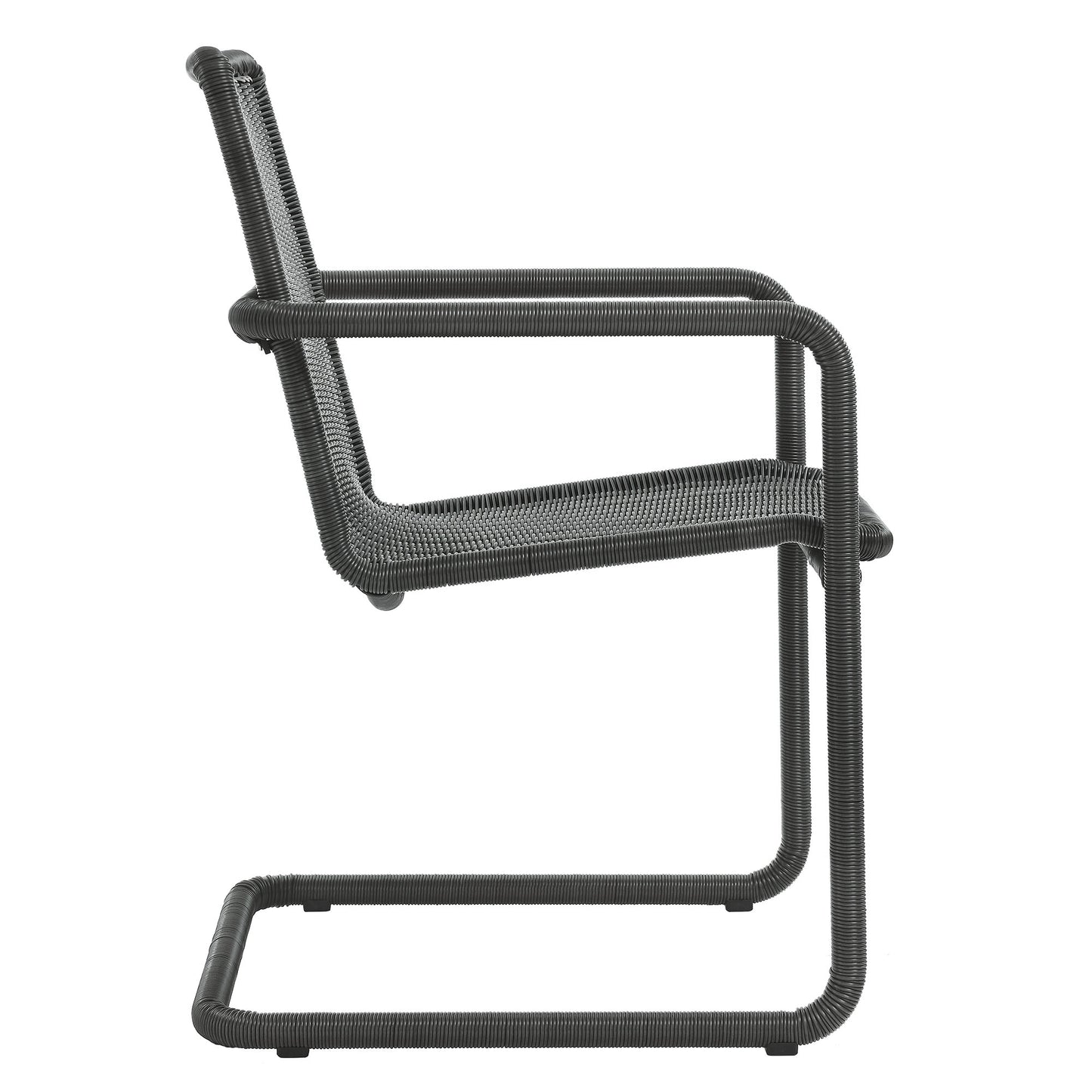 Bual Outdoor Patio Wicker Dining Chairs Set of 2 in Slate