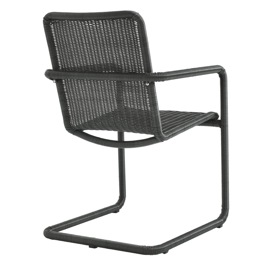Bual Outdoor Patio Wicker Dining Chairs Set of 2 in Slate