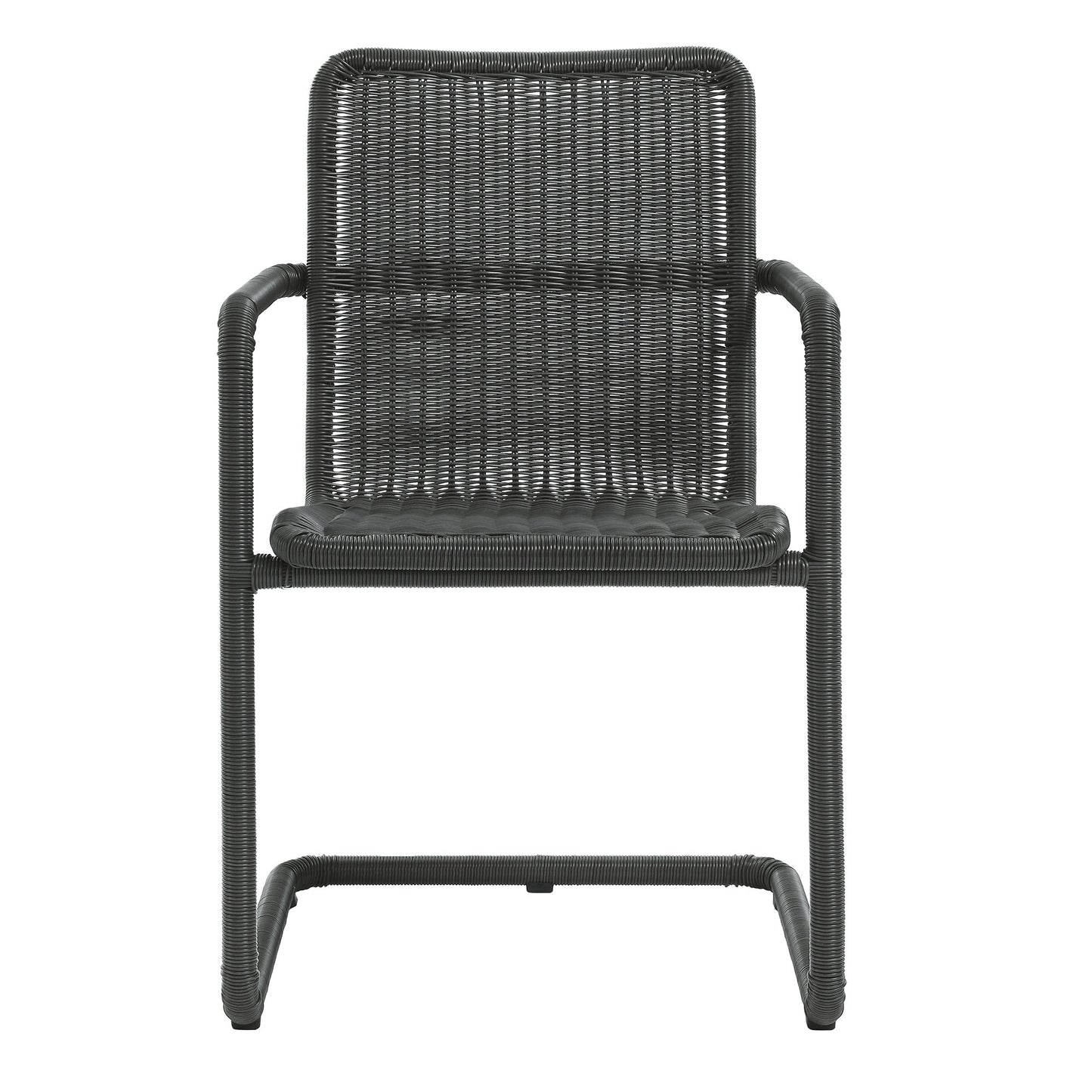 Bual Outdoor Patio Wicker Dining Chairs Set of 2 in Slate
