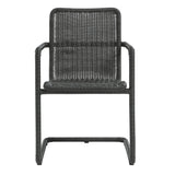 Bual 7-Piece Rectangular Outdoor Patio Aluminum Dining Table Set with Rattan Armchairs in Slate Natural