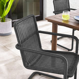 Bual Outdoor Patio Wicker Dining Chairs Set of 2 in Slate