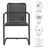 Bual Outdoor Patio Wicker Dining Chairs Set of 2 in Slate