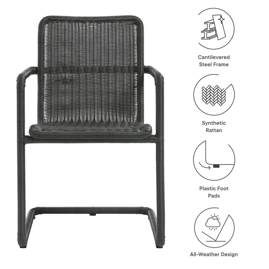 Bual Outdoor Patio Wicker Dining Chairs Set of 2 in Slate