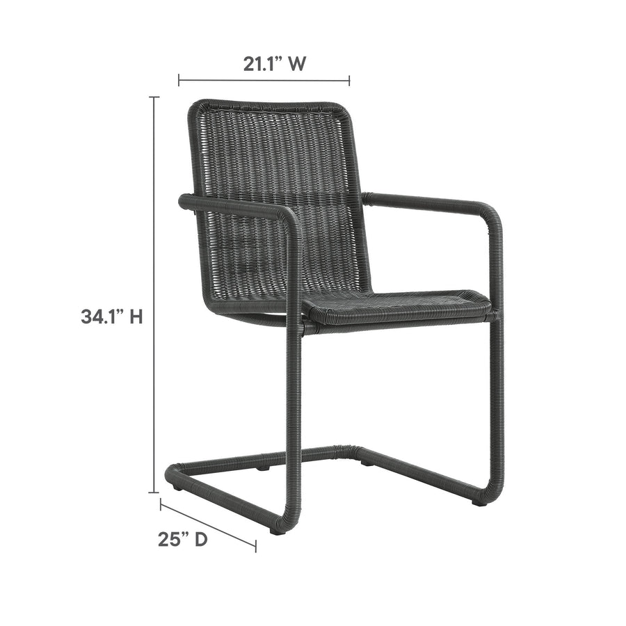 Bual Outdoor Patio Wicker Dining Chairs Set of 2 in Slate
