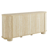 Vaughn 63" Oval Faux Travertine Sideboard in Travertine
