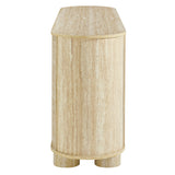 Vaughn 63" Oval Faux Travertine Sideboard in Travertine