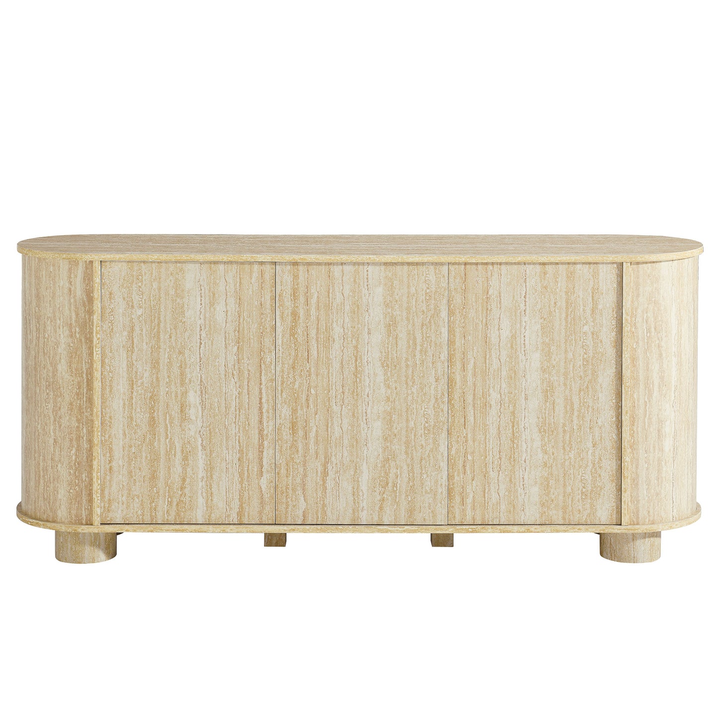 Overture 63" Oval Faux Travertine Sideboard by Furniture For America