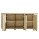 Vaughn 63" Oval Faux Travertine Sideboard in Travertine