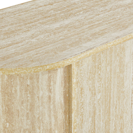 Overture 63" Oval Faux Travertine Sideboard in Travertine