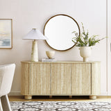 Vaughn 63" Oval Faux Travertine Sideboard in Travertine