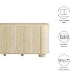Vaughn 63" Oval Faux Travertine Sideboard in Travertine
