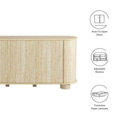Overture 63" Oval Faux Travertine Sideboard by Furniture For America