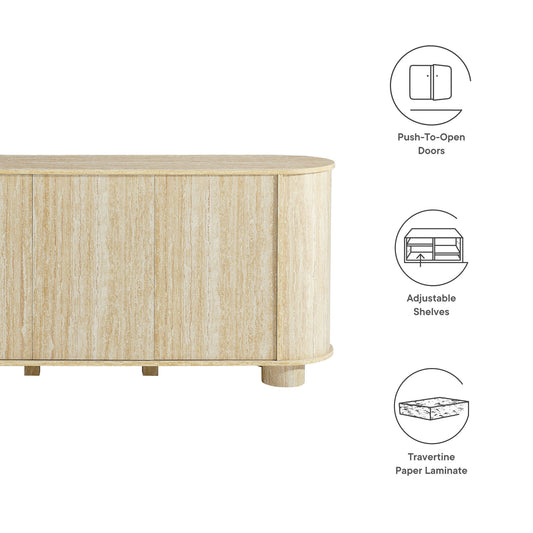 Overture 63" Oval Faux Travertine Sideboard by Furniture For America