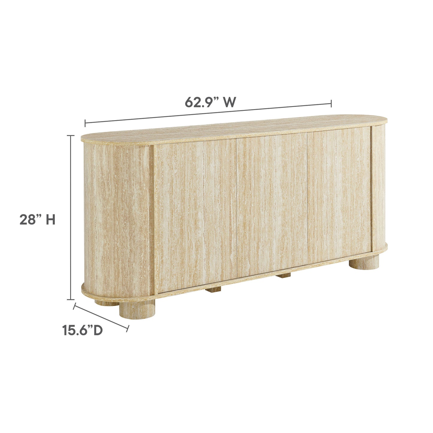 Overture 63" Oval Faux Travertine Sideboard by Furniture For America