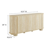 Vaughn 63" Oval Faux Travertine Sideboard in Travertine
