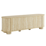 Vaughn 63" Oval Faux Travertine TV Stand in Travertine