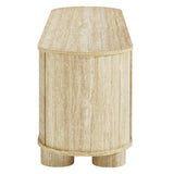 Vaughn 63" Oval Faux Travertine TV Stand in Travertine