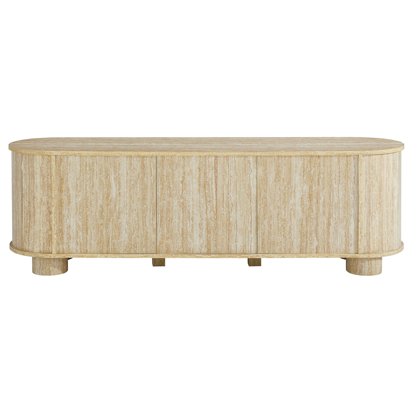 Overture 63" Oval Faux Travertine TV Stand by Furniture For America