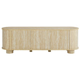 Vaughn 63" Oval Faux Travertine TV Stand in Travertine