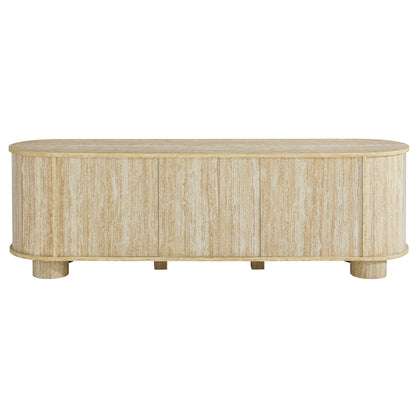 Overture 63" Oval Faux Travertine TV Stand by Furniture For America