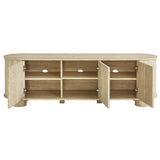 Vaughn 63" Oval Faux Travertine TV Stand in Travertine