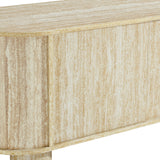 Vaughn 63" Oval Faux Travertine TV Stand in Travertine