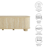 Vaughn 63" Oval Faux Travertine TV Stand in Travertine