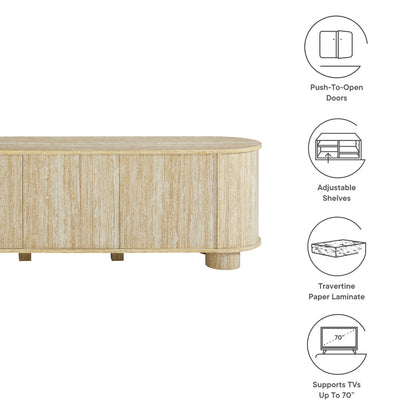 Overture 63" Oval Faux Travertine TV Stand by Furniture For America