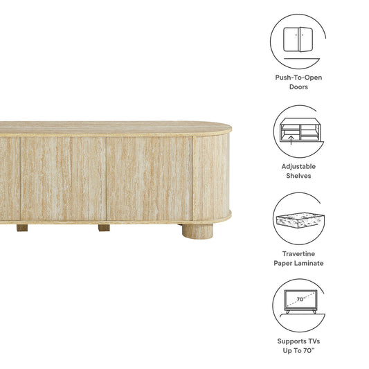 Overture 63" Oval Faux Travertine TV Stand by Furniture For America